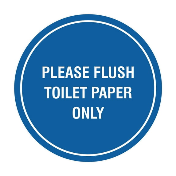 Circle Please Flush Toilet Paper Only Sign (Blue) - Small