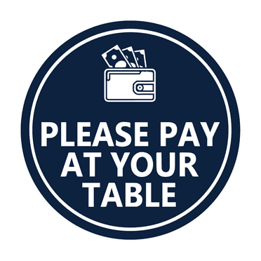 Circle Please Pay At Your Table Sign (Red) - Large