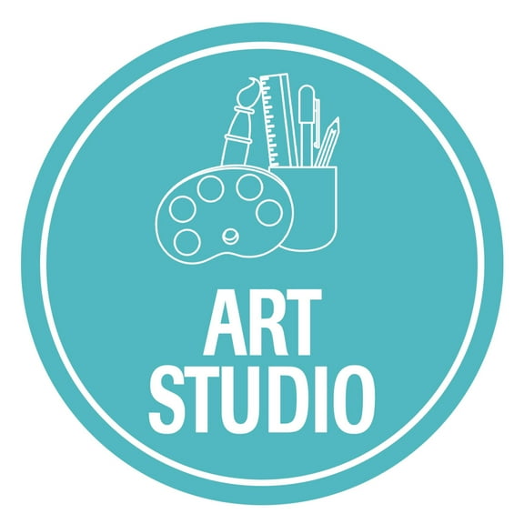 Circle Plus Art studio Wall or Door Sign | Easy Installation | Business & Studio Signage - Medium