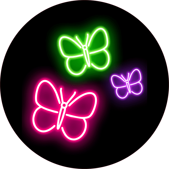 Circle Plus Butterfly Neon Graphic Style Wall or Door Sign | Live Streamer Gaming Themed Decoration -Small