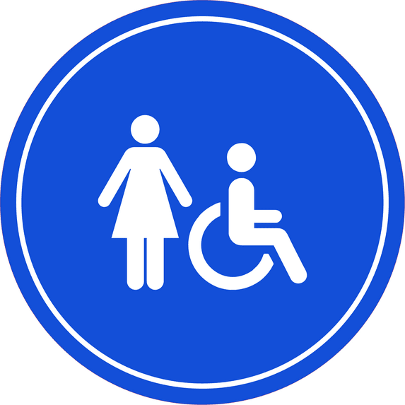 Circle Plus Female Restroom Wall or Door Sign | Easy Installation | Health & Safety Signage -Small