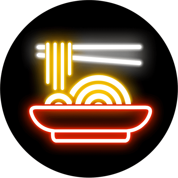 Circle Plus Noodles Neon Graphic Style Wall or Door Sign | Live Streamer Gaming Themed Decoration -Small