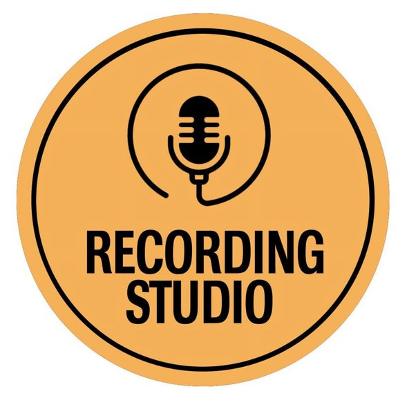 Circle Plus Recording studio Wall or Door Sign Easy Installation Business & Studio Signage Size: 8 x 8 inch