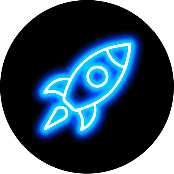 Circle Plus Rocket Neon Graphic Style Wall or Door Sign | Live Streamer Gaming Themed Decoration - Large