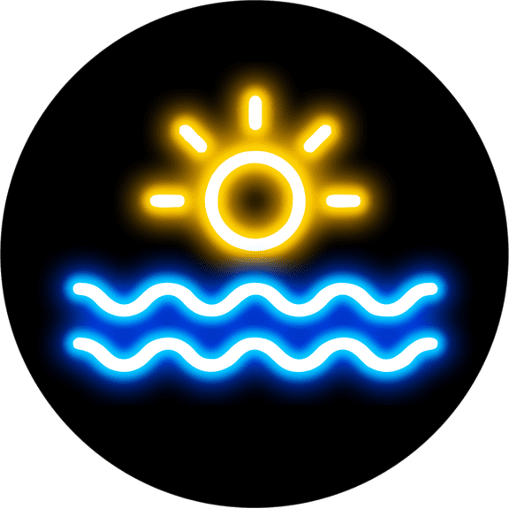 Circle Plus Sun Neon Graphic Style Wall or Door Sign | Live Streamer Gaming Themed Decoration -Small