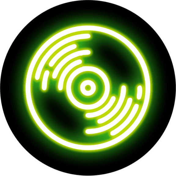 Circle Plus Vinyl Record Neon Graphic Style Wall or Door Sign | Live Streamer Gaming Themed Decoration -Small