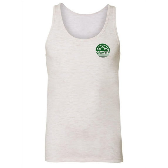 Circle Pocket Logo Triblend Tank Top - Oatmeal - Green Logo - X-Large