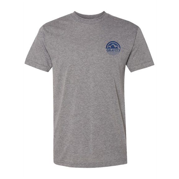 Circle Pocket Logo Triblend Track T-Shirt - Athletic Grey - Royal Logo - Small