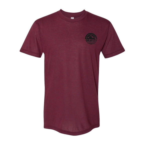 Circle Pocket Logo Triblend Track T-Shirt - Cranberry - Black Logo - Small
