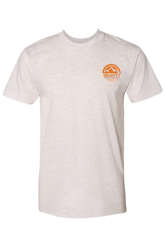 Circle Pocket Logo Triblend Track T-Shirt - Oatmeal - Orange Logo - Small