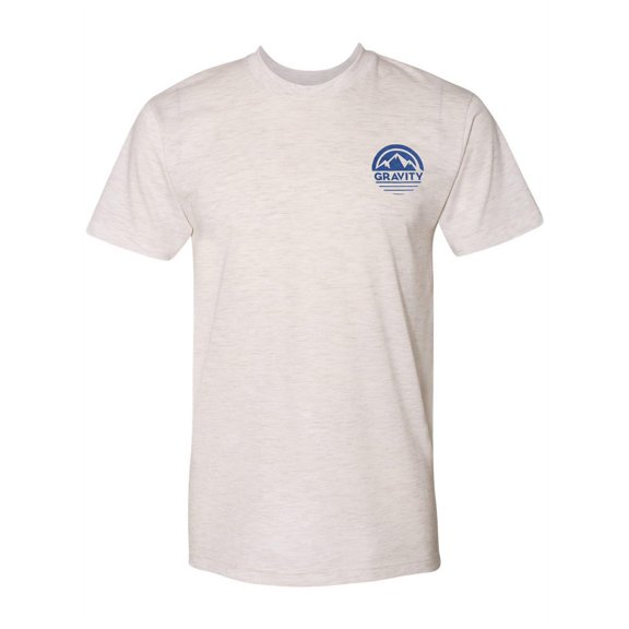 Circle Pocket Logo Triblend Track T-Shirt - Oatmeal - Royal Logo - Large
