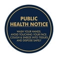 thumbnail image 1 of Circle Public Health Notice Wash Your Hands Sign (Navy Blue/Gold) - Medium 6", 1 of 4