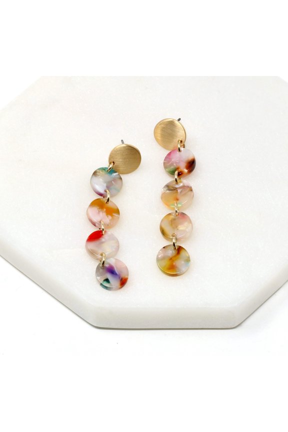 Circle Resin Long Drop Earrings
