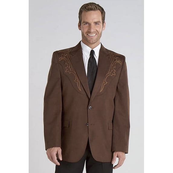Circle S Men's Embroidered Micro-Suede Sportcoat - CC6525A-BIG 52 LNG US