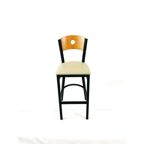 Circle Series Barstool, Supports Up to 300 lb, 28.5" Seat Height, Taupe Seat, Natural Back, Black Ba | Bundle of 2