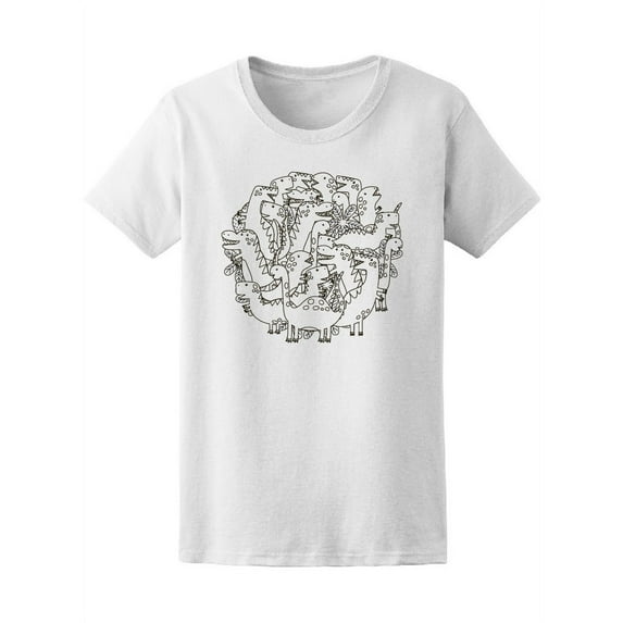 Circle Shape Cute Dinosaurs T-Shirt Women -Image by Shutterstock, Female x-Large