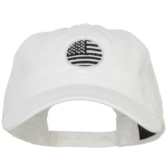 Circle Silver American Flag Embroidered Washed Cap - White OSFM