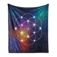 thumbnail image 1 of Circle Soft Flannel Fleece Blanket, Digital Overlapping Circles Grid Geometric Centered on Triangles Esoteric Energy Motif, Cozy Plush for Indoor and Outdoor Use, 50" x 70", Indigo, by Ambesonne, 1 of 5