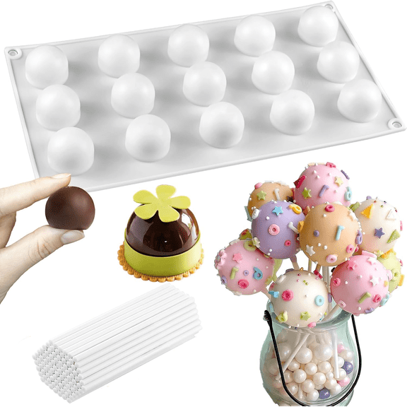 Circle Sphere Silicone Mold Ball Mousse Cake Truffle Chocolate Mold Cake Pop Mold Maker Kit for Cake Decoration Dessert Mousse Pastry  Jelly Ice Cream, Round Ball Shape