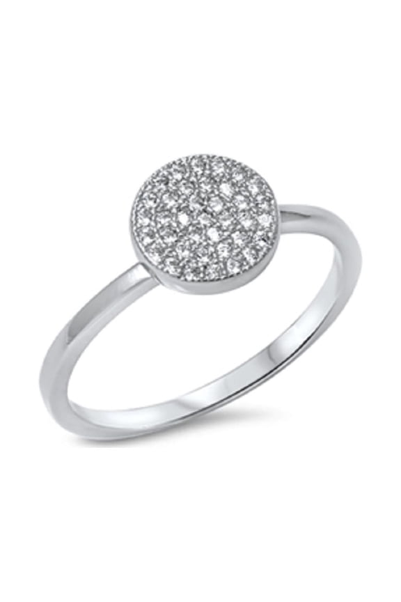 Circle Style Cubic Zirconia Ring Sterling Silver 925