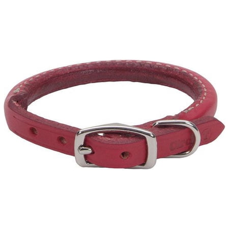 Circle T Oak Tanned Leather Round Dog Collar Red