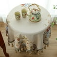 thumbnail image 1 of Circle Tablecloth Retro Pastoral Tea Table Cloth With Fringe Thicken Shrink Proof Table Cover-A-120cm, 1 of 5