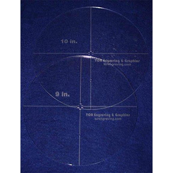 Circle Template 2 Piece Set W/Crosses and Guideline Hole. 9"& 10"- Clear 1/8" Thick