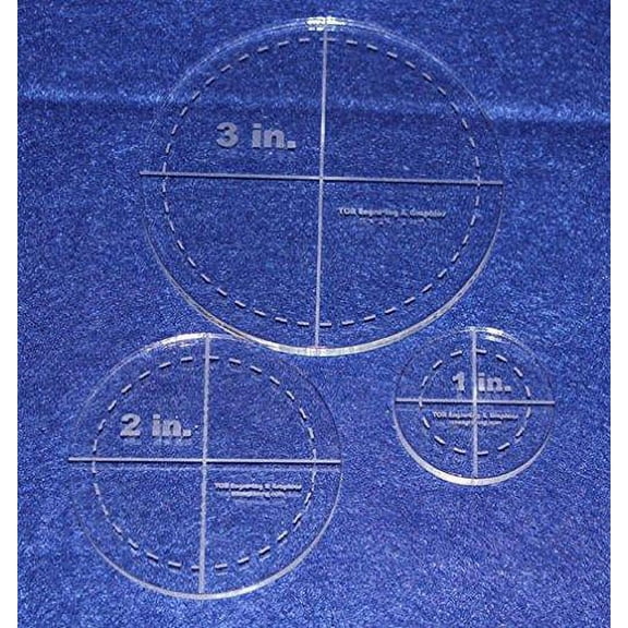 Circle Template 3 Piece Set.1",2",3" w/seam- Clear 1/4" Thick