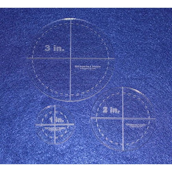 Circle Template 3 Piece Set. 1", 2", 3" w/seam - Clear 1/8" Thick