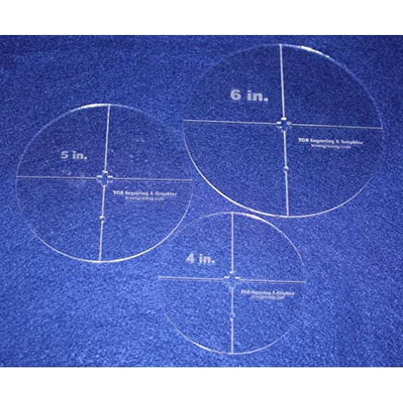 Circle Template 3 Piece Set. 4", 5", 6" - Clear 1/8" Thick