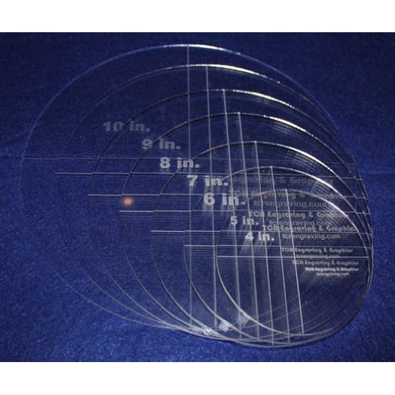 Circle Template 7 Piece Set. 4",5",6",7",8",9",10" - Clear 1/8" Thick