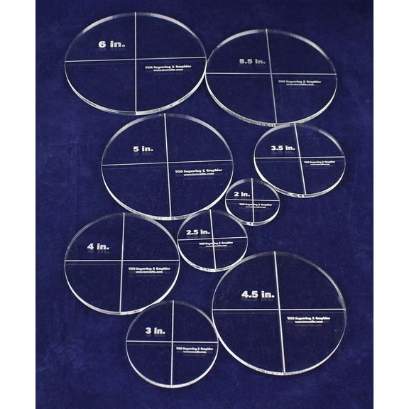 Circle Template 9 Piece Set - Clear 1/4" Thick Acrylic-Quilting