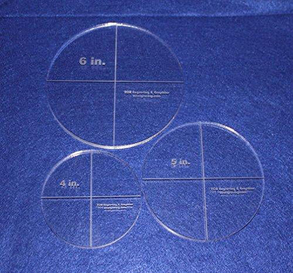 Clear Acrylic Circle Template Actual Size 3 Piece Set. Dimensions: 4