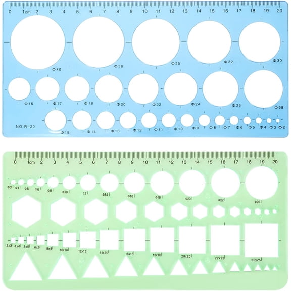 Circle Template Circle Stencils for Drawing 2pcs Geometric Stencils Drafting Stencils Measuring Tools Template Ruler for Office School Home Building Formwork