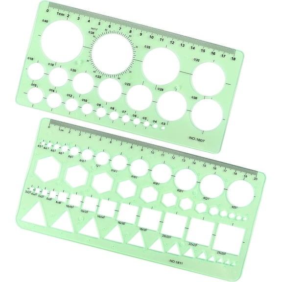 Circle Template Measuring Geometry Ruler Geometric Drawings Stencils Rulers Scale Drafting Digital Drawing Set for Office and School Building Formwork Drawings Templates, 2 Pack