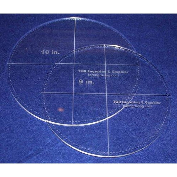 Circle Template with Seam Allowance 2 Piece Set. 9", 10" - Clear ~1/4" Thick