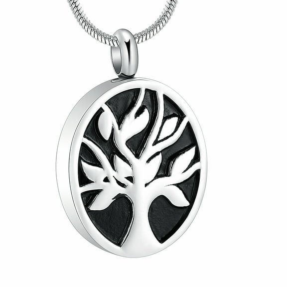 Circle Urn Cremation Jewelry Tree of Life Urn Ashes Necklace for Women Men Loved One Memorial Human Ash Pendant for Women Men
