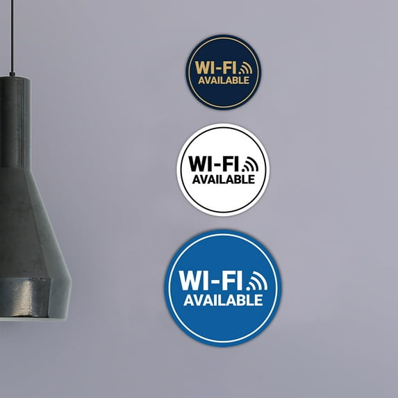 Circle Wifi Available Sign (Blue) - Small