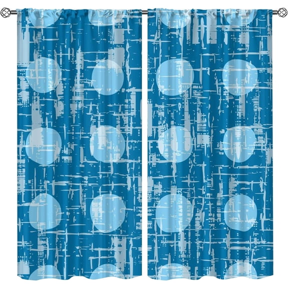 Circle Window Curtains, Vintage Fifties Rod Pocket Kids Blackout Curtains, Midcentury Atomic Art Lightweight Decorative Drapes 2-Panel Set for Living Room Bedroom Kitchen Dining Room-W52xL84in
