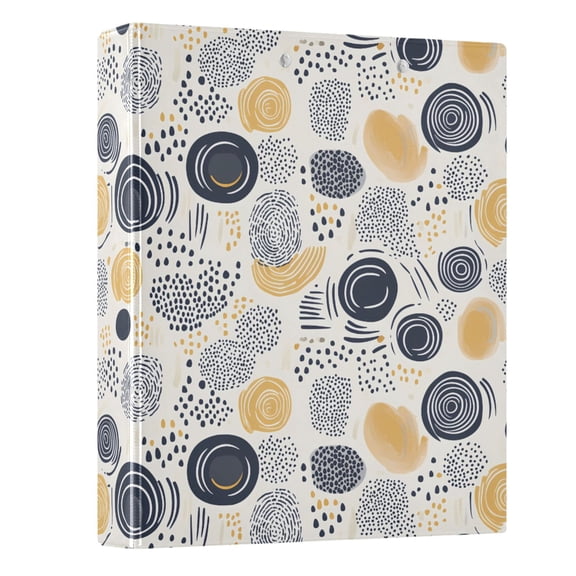 Circle and Dot Doodle Hardcover 3 Ring Binder 1.5” Round Rings Letter Size Paper Pockets for School Office Supplies