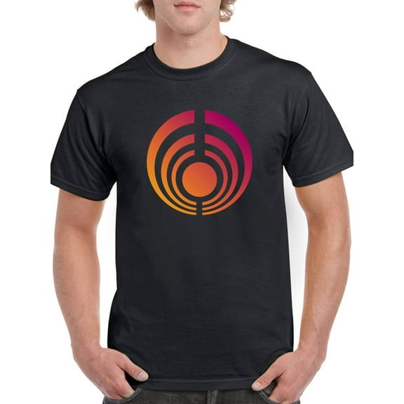 Circle in sunset colors Men Black T-Shirt, Male 3X-Large