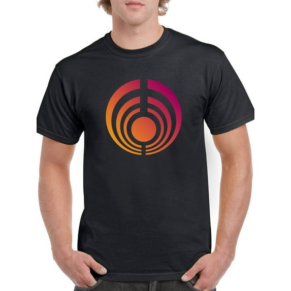 Circle in sunset colors Men Black T-Shirt, Male Large