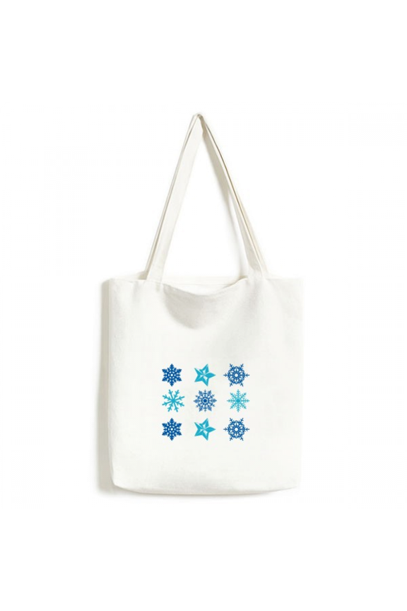 Circle mas Snowflake Illustration Tote Canvas Bag Shopping Satchel Casual Handbag