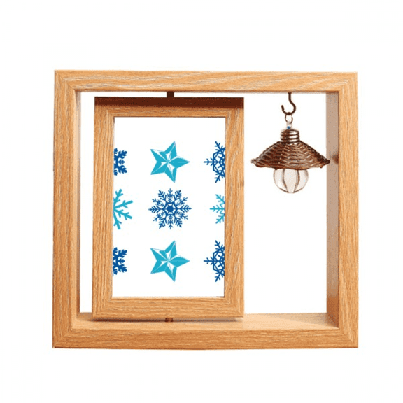 Circle mas Snowflake Illustration Wooden Rotating Picture Photo Frame 4x6