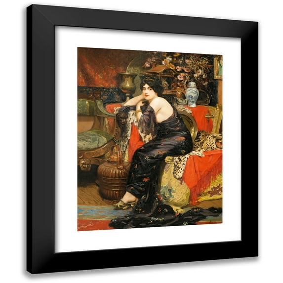 Circle of Agapit Stevens 15x18 Black Modern Framed Museum Art Print Titled - Elegant Lady in an Interior