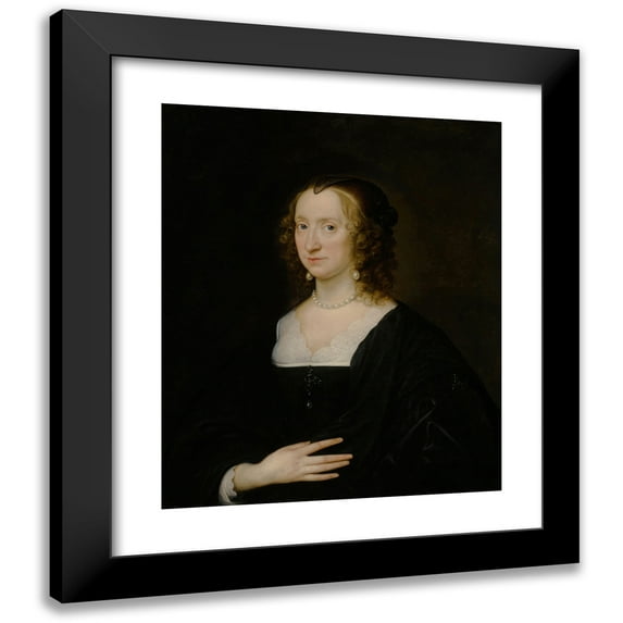 Circle of Anthony van Dyck 20x23 Black Modern Framed Museum Art Print Titled - Portrait of an Elegant Woman