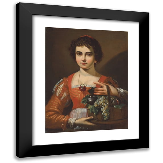 Circle of Antiveduto Grammatica 12x14 Black Modern Framed Museum Art Print Titled - Portrait of a Girl