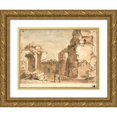 thumbnail image 1 of Circle of Bartholomeus Breenbergh 24x19 Gold Ornate Framed and Double Matted Museum Art Print Titled - Roman Ruins, 1 of 4