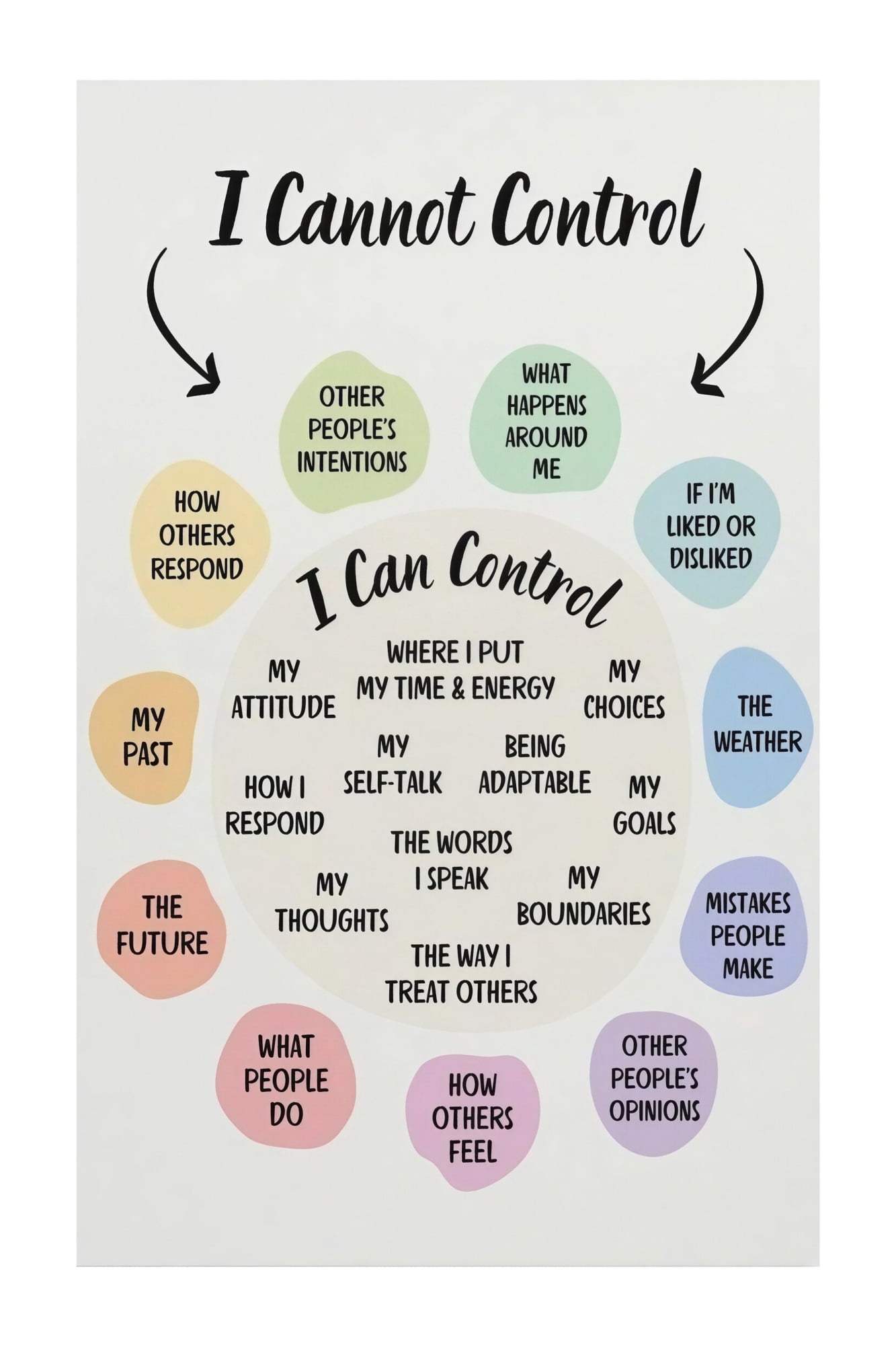 Circle of Control Mental Health Poster What I Can and Cannot Control ...