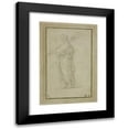 thumbnail image 1 of Circle of Girolamo Sellari 11x14 Black Modern Framed Museum Art Print Titled - Standing Draped Female Figure Carrying Trumpet, Flowers, 1 of 5